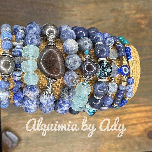 Sodalite beaded  10mm matte finished gemstone bracelets - Picture 2 of 7